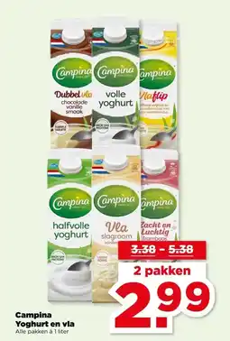PLUS Campina Yoghurt en vla aanbieding