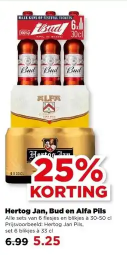 PLUS Hertog Jan, Bud en Alfa Pils aanbieding