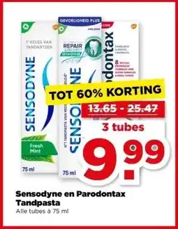 PLUS Sensodyne en Parodontax Tandpasta aanbieding