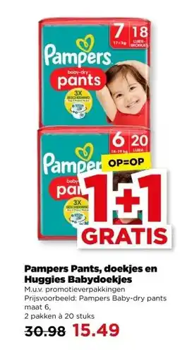 PLUS Pampers Pants, doekjes en Huggies Babydoekjes aanbieding