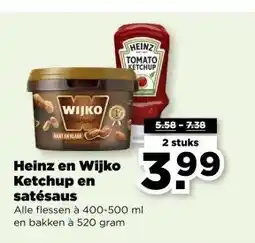 PLUS Heinz en Wijko Ketchup en satésaus aanbieding
