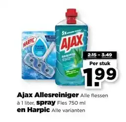 PLUS Ajax Allesreiniger en spray en Harpic aanbieding