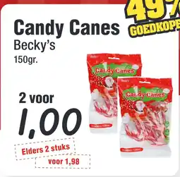 Budget Food Candy Canes Becky's aanbieding