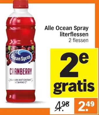 Albert Heijn Alle Ocean Spray literflessen aanbieding