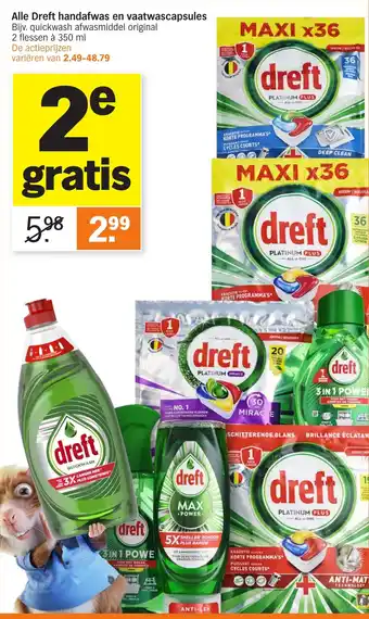 Albert Heijn Alle Dreft handafwas en vaatwascapsules aanbieding