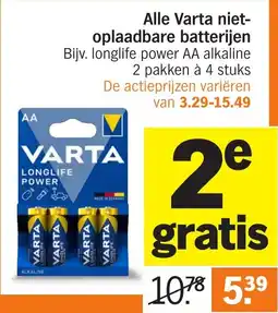Albert Heijn Alle Varta niet oplaadbare batterijen aanbieding