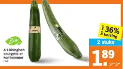 Albert Heijn AH Biologisch courgette en komkommer aanbieding