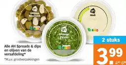 Albert Heijn Alle ah spreads & dips en olijven van de versafdeling aanbieding