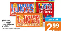 Albert Heijn Alle Tony's Chocolonely repen of Lil' Bits aanbieding