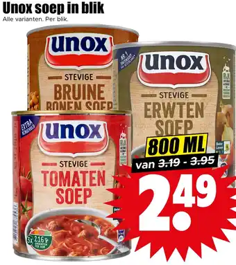 Dirk Unox soep in blik aanbieding