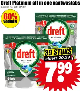 Dirk Dreft Platinum all in one vaatwastabs aanbieding