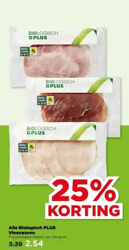 PLUS Alle Biologisch PLUS Vleeswaren aanbieding