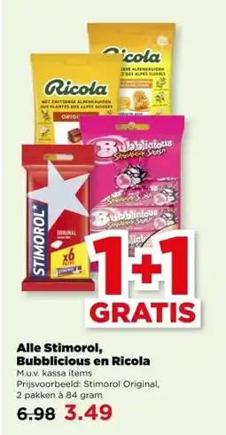 PLUS Alle Stimorol, Bubblicious en Ricola aanbieding