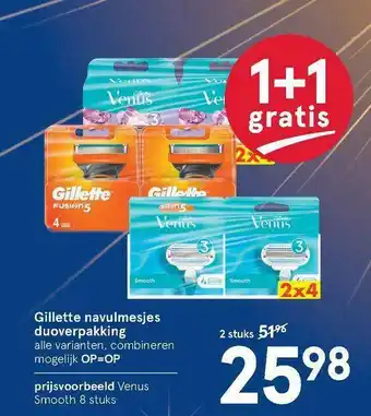 Etos Gillette Navulmesjes Duoverpakking 1+1 Gratis aanbieding