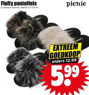 Dirk Fluffy pantoffels aanbieding