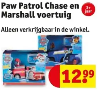 Kruidvat Paw Patrol Chase en Marshall voertuig aanbieding