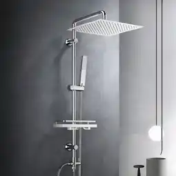 Amazon Görbach Regendouche doucheset met plank chroom douchesysteem zonder douchekraan (30x30) aanbieding