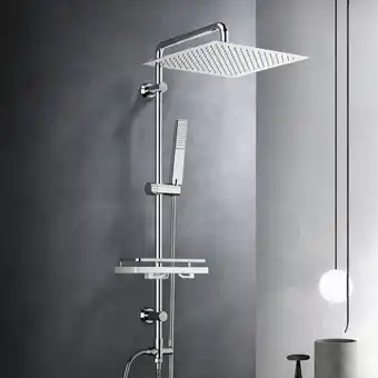 Amazon Görbach Regendouche doucheset met plank chroom douchesysteem zonder douchekraan (30x30) aanbieding