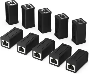 Amazon RJ45 Inline Koppeling, BENFEI 10 Pack Cat7 Cat6 Cat5e Ethernet Koppeler Vrouwelijk aan Vrouwelijk… aanbieding