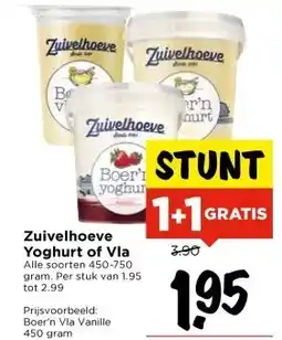 Vomar Voordeelmarkt Zuivelhoeve Yoghurt of Vla aanbieding