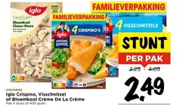 Vomar Voordeelmarkt Iglo Crispino, Visschnitzel of Bloemkool Crème De La Crème aanbieding