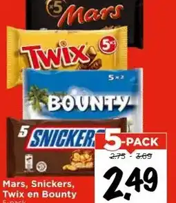 Vomar Voordeelmarkt Mars, Snickers, Twix en Bounty aanbieding