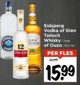 Vomar Voordeelmarkt Esbjaerg Vodka of Glen Talloch Whiskyof Ouzo aanbieding