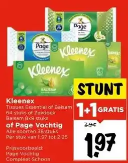 Vomar Voordeelmarkt Kleenex of Page Vochtig aanbieding