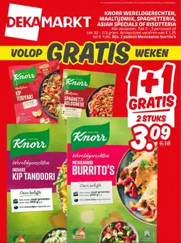 Dekamarkt Knorr wereldgerechten, maaltijdmix, spaghetteria, asian specials of risotteria aanbieding