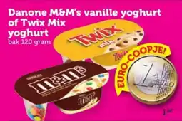 Coop Danone M&M's vanille yoghurt of Twix Mix yoghurt aanbieding