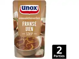 Hoogvliet Unox Soep in zak speciaal Franse uiensoep aanbieding