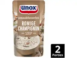 Hoogvliet Unox Soep in zak speciaal romige champignon met ui en bieslook aanbieding