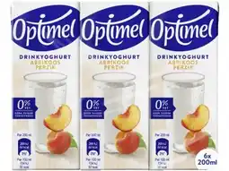 Hoogvliet Optimel Langlekker Drinkyoghurt perzik abrikoos 0% vet aanbieding