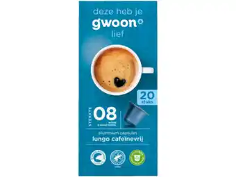 Hoogvliet G'woon Koffiecapsules lungo cafeinevrij aanbieding