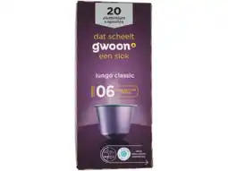 Hoogvliet G'woon Koffiecups lungo classic aanbieding