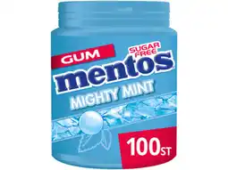 Hoogvliet Mentos Mighty Mint XL Kauwgom mint Suikervrij Pot aanbieding