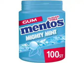 Hoogvliet Mentos Mighty Mint XL Kauwgom mint Suikervrij Pot aanbieding