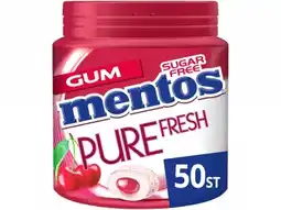 Hoogvliet Mentos Pure Fresh Cherry Kers Kauwgom fruit Suikervrij Pot aanbieding