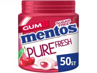 Hoogvliet Mentos Pure Fresh Cherry Kers Kauwgom fruit Suikervrij Pot aanbieding