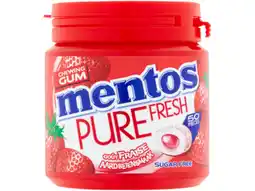 Hoogvliet Mentos Pure Fresh Strawberry Aardbei Kauwgom fruit Suikervrij Pot aanbieding