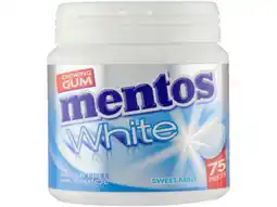 Hoogvliet Mentos White Sweetmint Kauwgom mint Suikervrij Pot aanbieding