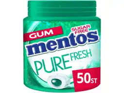 Hoogvliet Mentos Pure Fresh Wintergreen Kauwgom mint Suikervrij Pot aanbieding