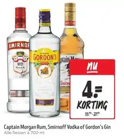 Jumbo Captain Morgan Rum, Smirnoff Vodka of Gordon's Gin aanbieding