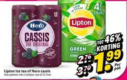 Hoogvliet Lipton ice tea of Hero cassis aanbieding
