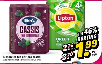 Hoogvliet Lipton ice tea of Hero cassis aanbieding