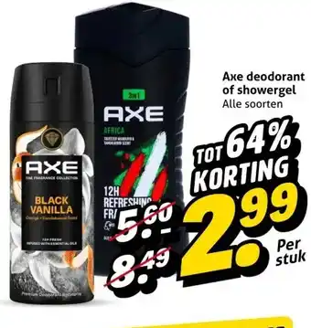 Hoogvliet Axe deodorant of showergel aanbieding