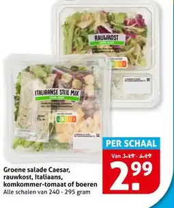 Hoogvliet Groene salade Caesar, rauwkost, Italiaans, komkommer-tomaat of boeren aanbieding