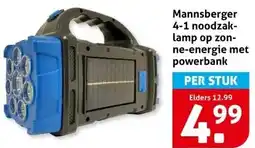 Hoogvliet Mannsberger 4-1 noodzak- lamp op zon- ne-energie met powerbank aanbieding