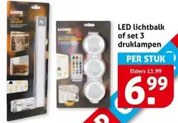 Hoogvliet LED lichtbalk of set 3 druklampen aanbieding