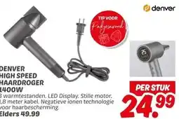 Dekamarkt DENVER HIGH SPEED HAARDROGER 1400W aanbieding